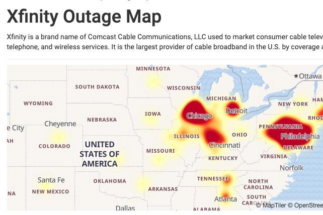 xfinity outage map