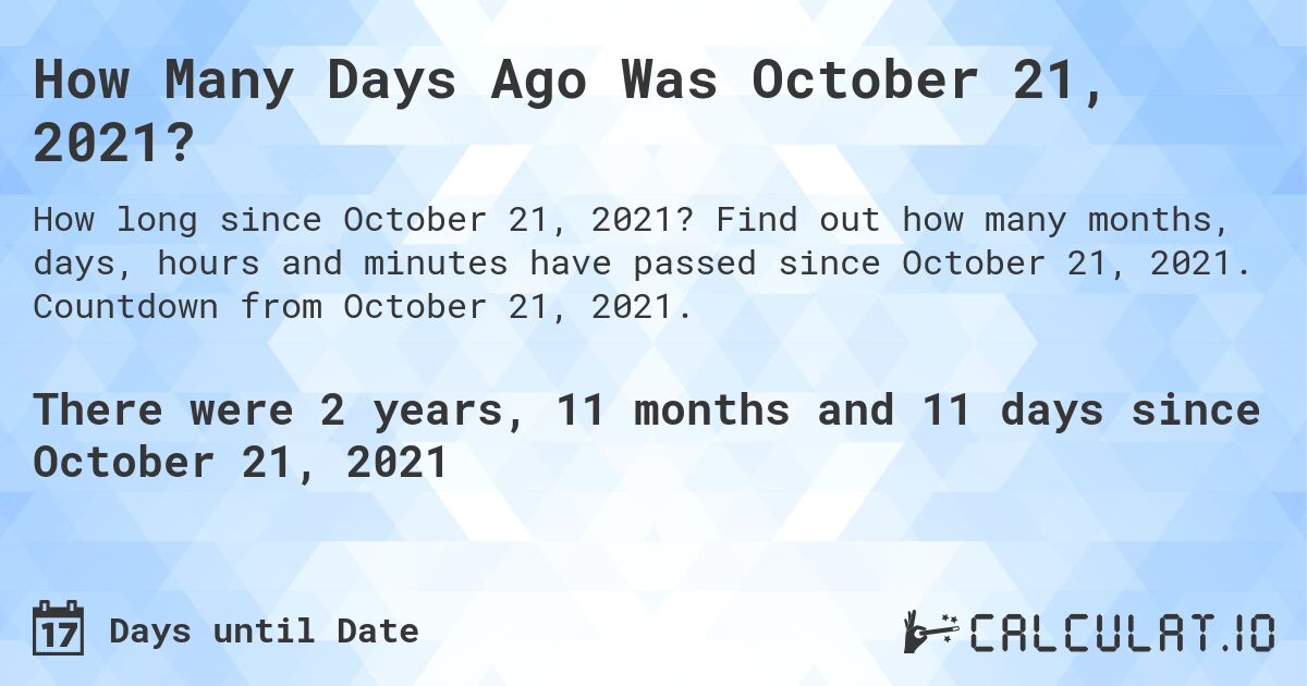 days to october 21