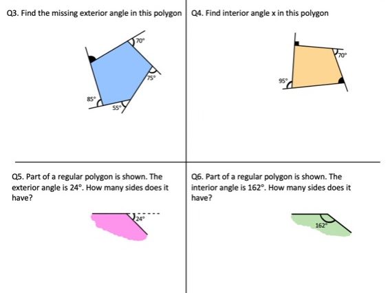 interior and exterior angles of polygons worksheet