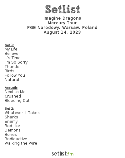 imagine dragons setlist