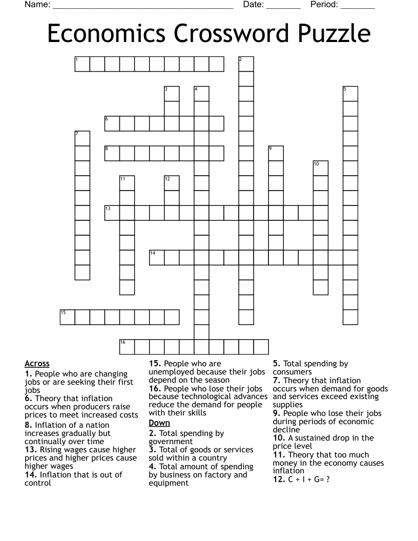 falling tendencies of economic data crossword