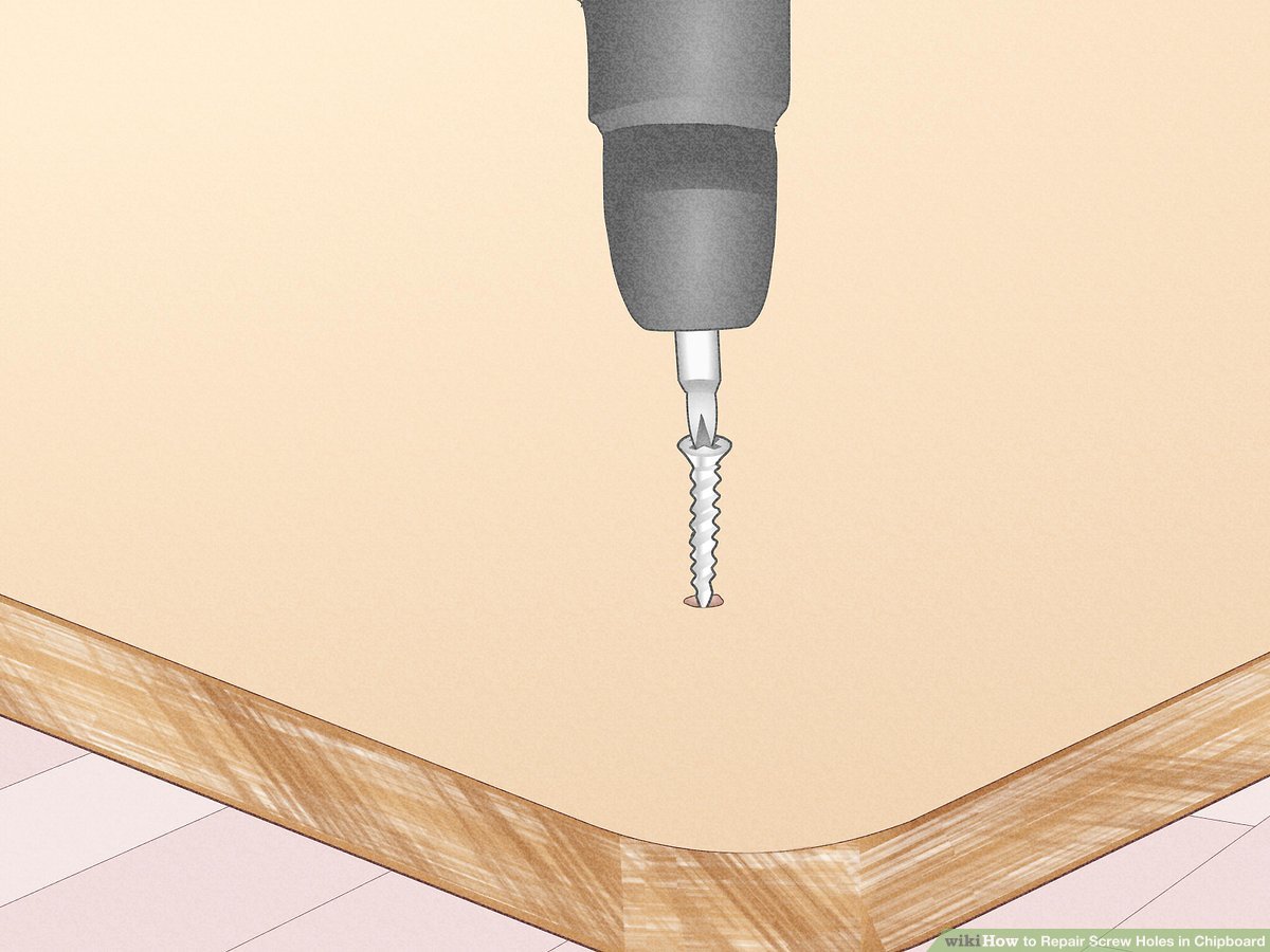 how to fix particle board screw holes