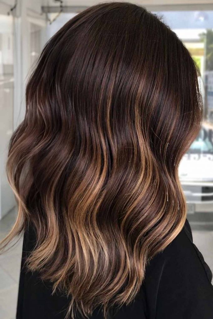 medium brown hair with balayage