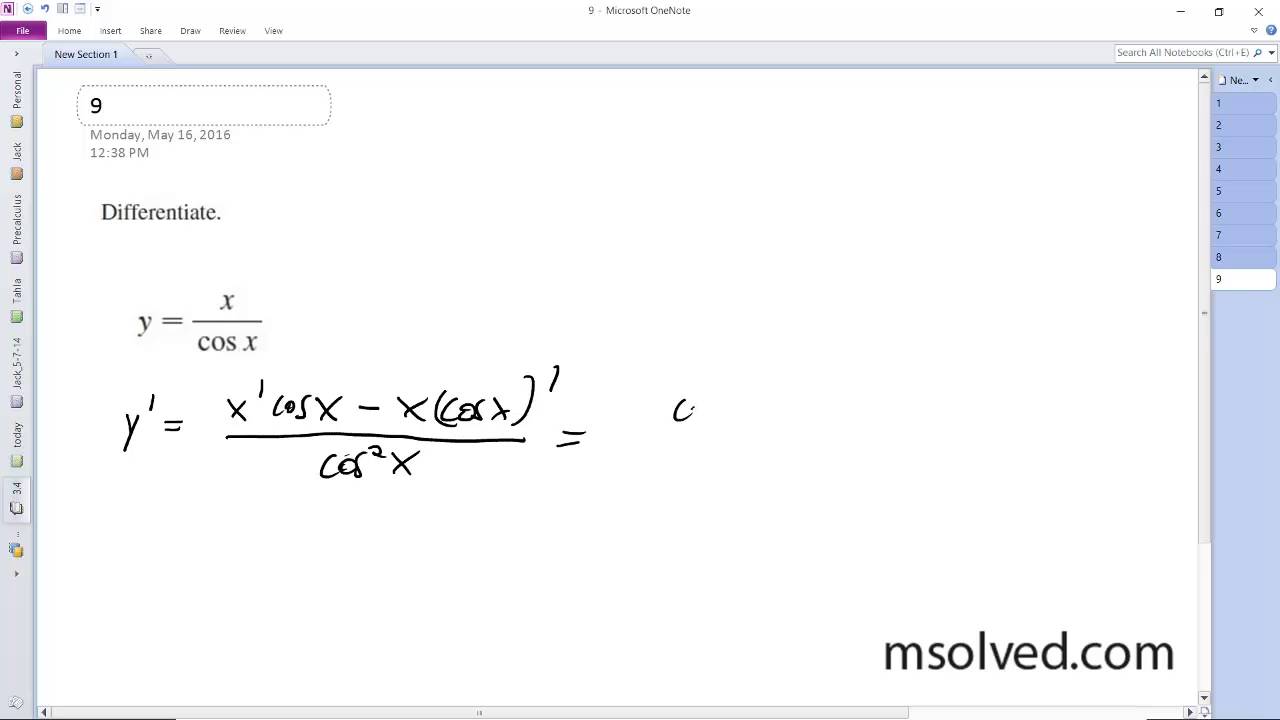 differentiation of xcosx