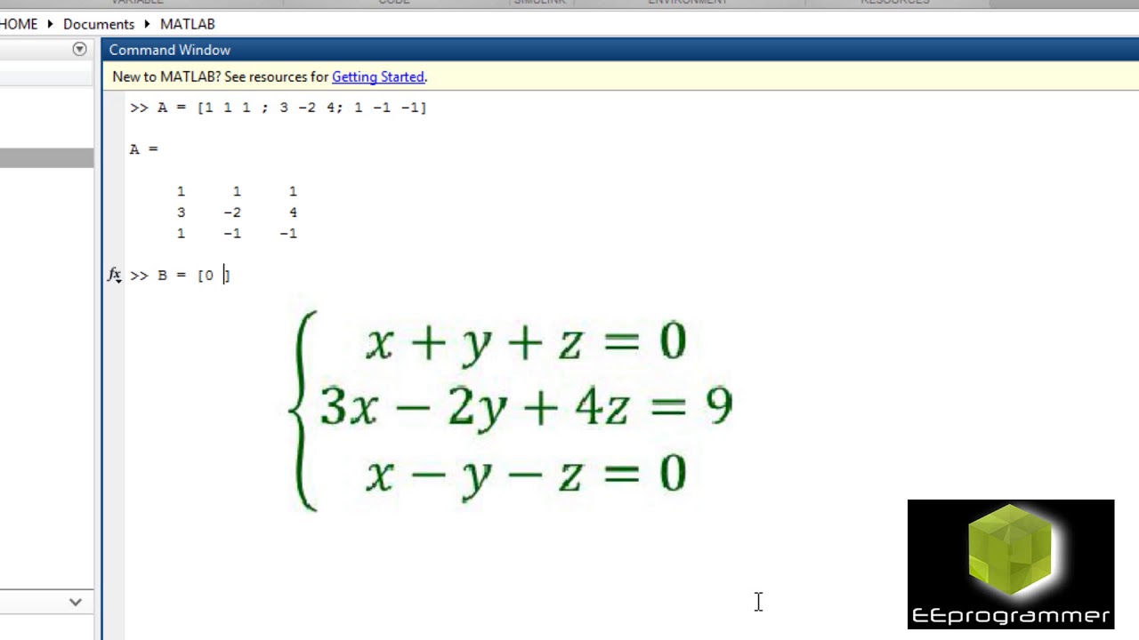 solve system equations matlab