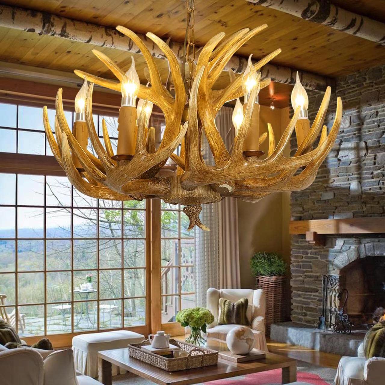 fake antler chandelier