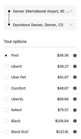 uber cost vancouver