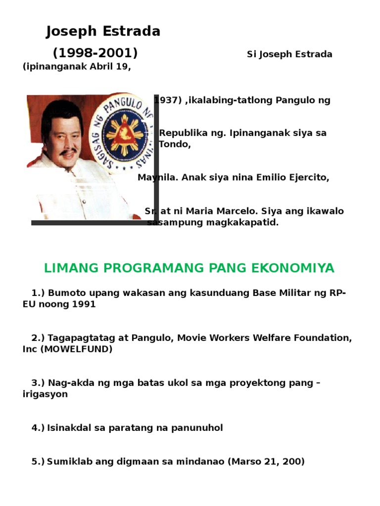 mga programa ni joseph estrada