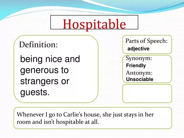 hospitable sentence