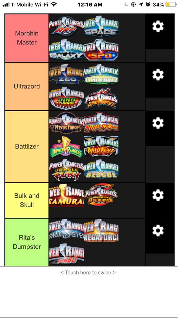 power rangers seasons list