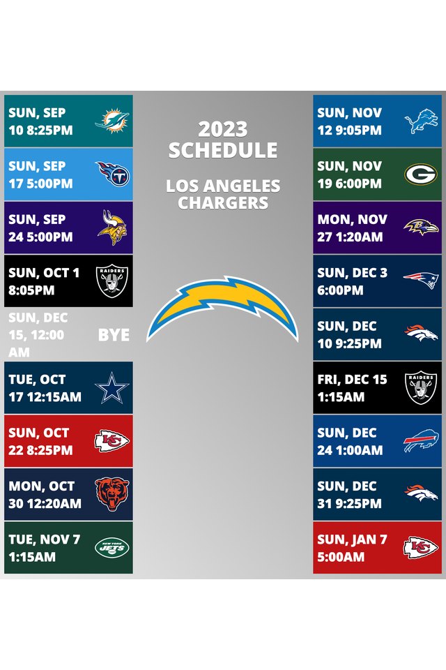 los angeles chargers schedule 2016