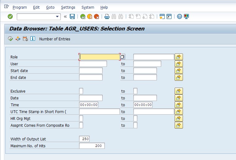 sap table for users