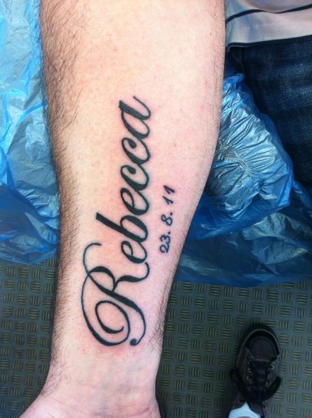 inside forearm name tattoos