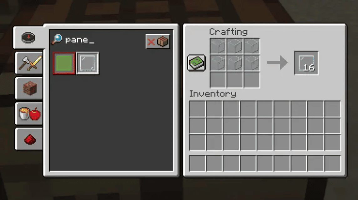 minecraft glass pane recipe