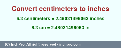 6.3 cm in inches