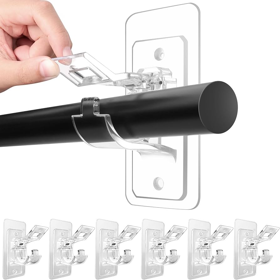 adhesive curtain rod holders