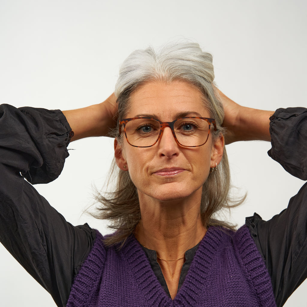 senior eyeglasses for grey hair