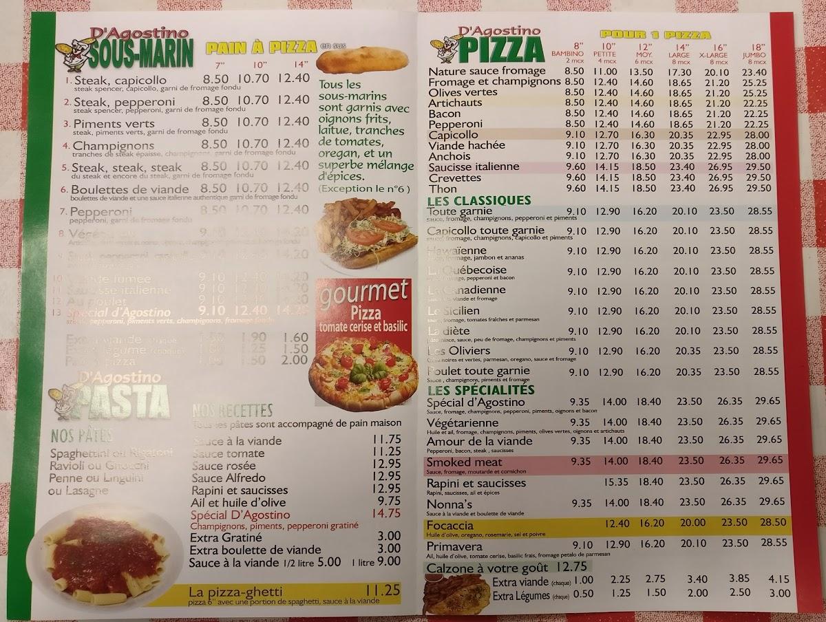 pizza dagostino menu