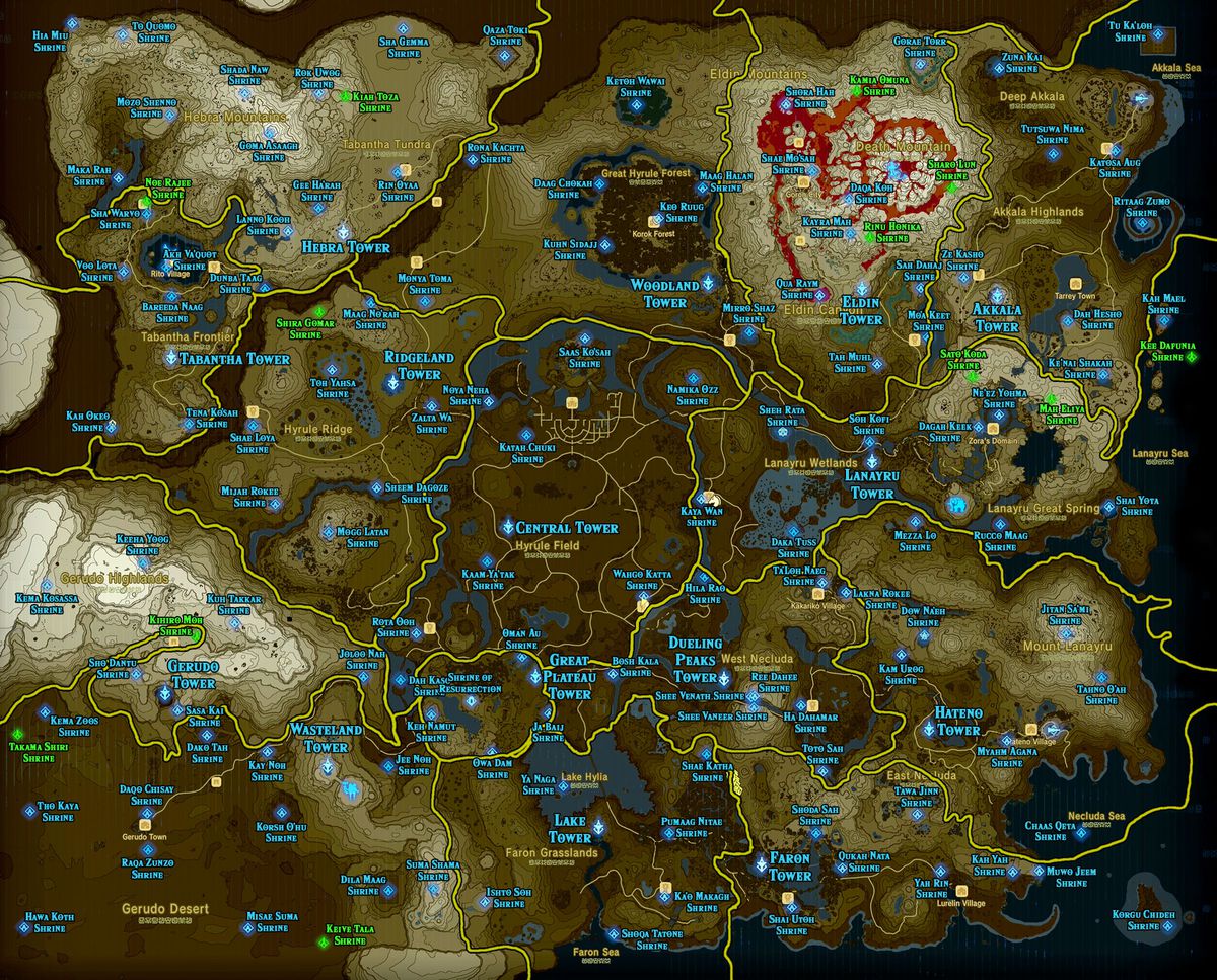 legend of zelda breath of the wild shrine map