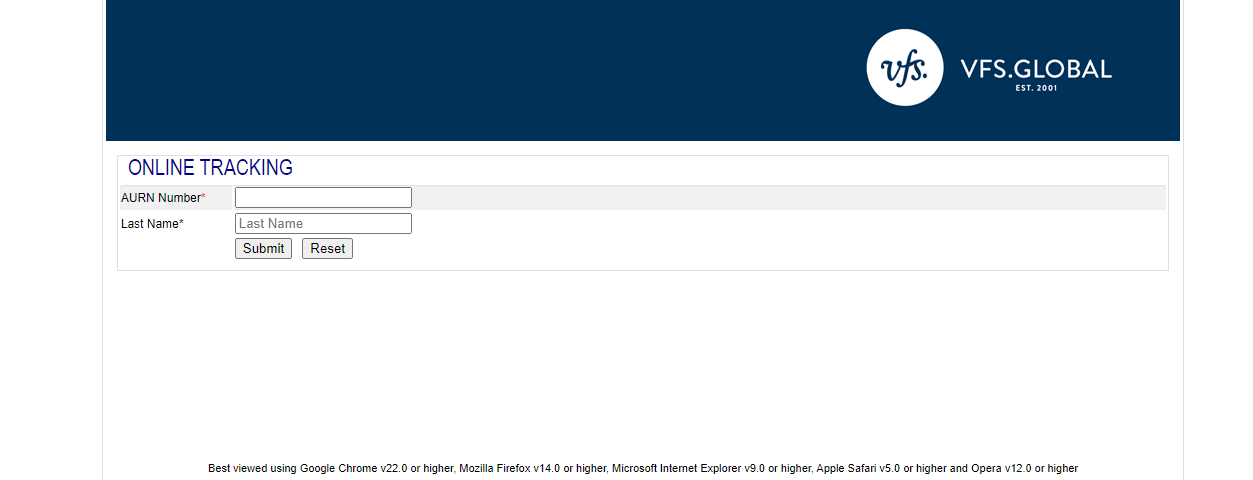 vfs visa tracking