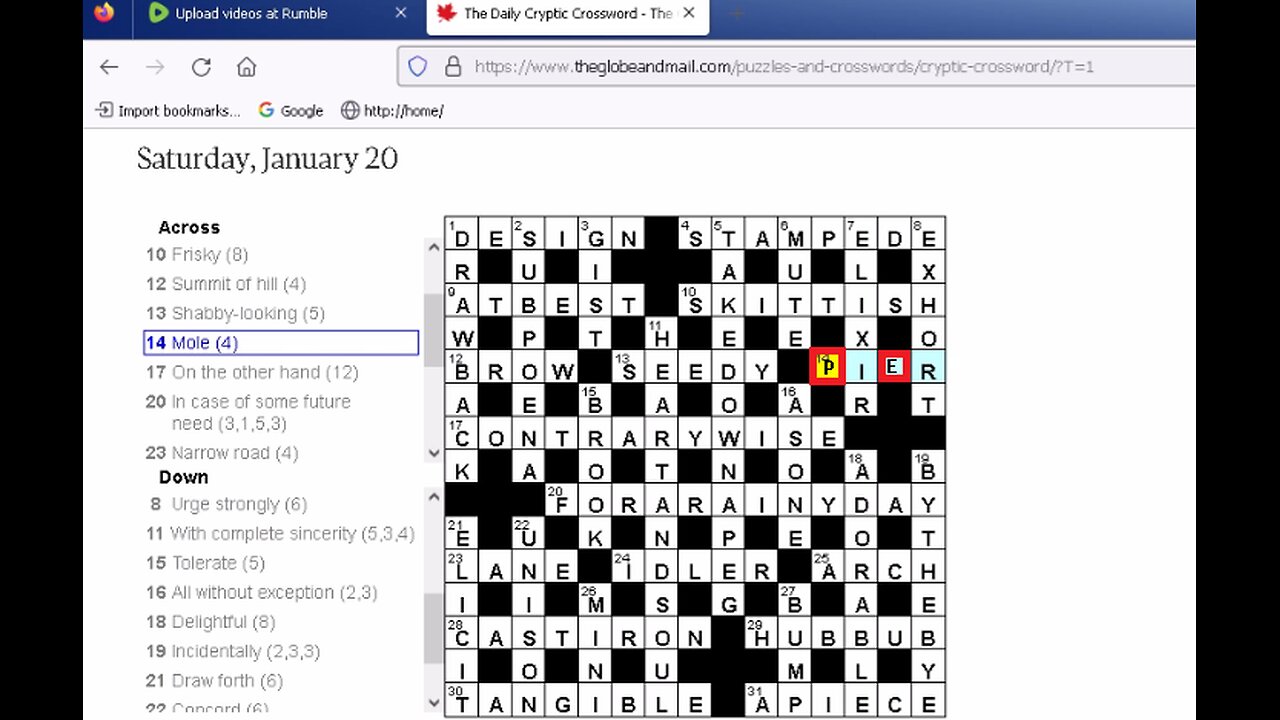 incidentally crossword clue