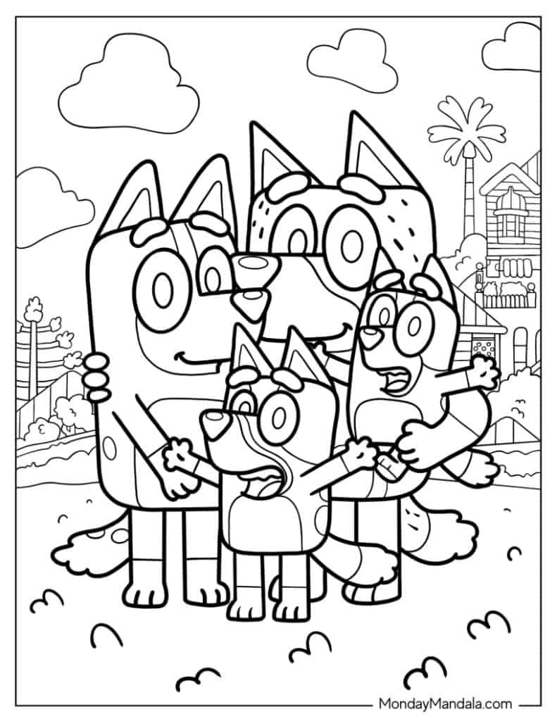 bluey family colouring