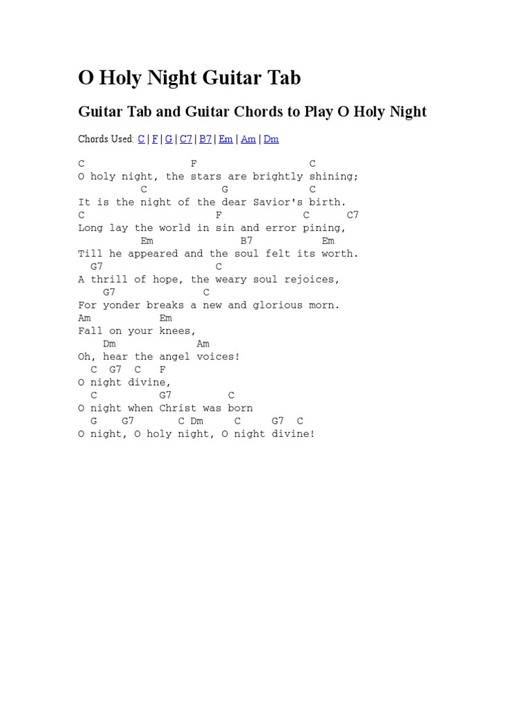 o holy night chords in a