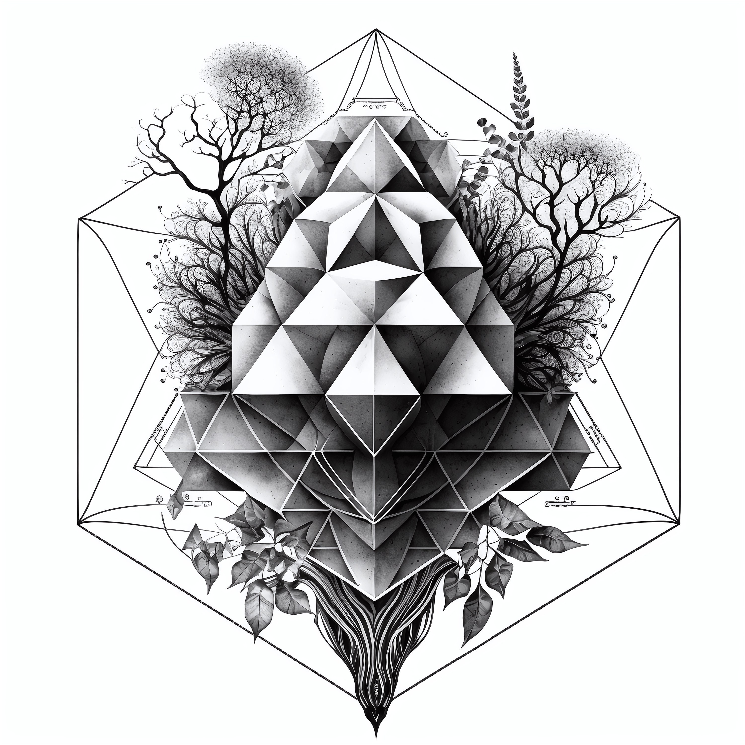 geometric tattoo stencil