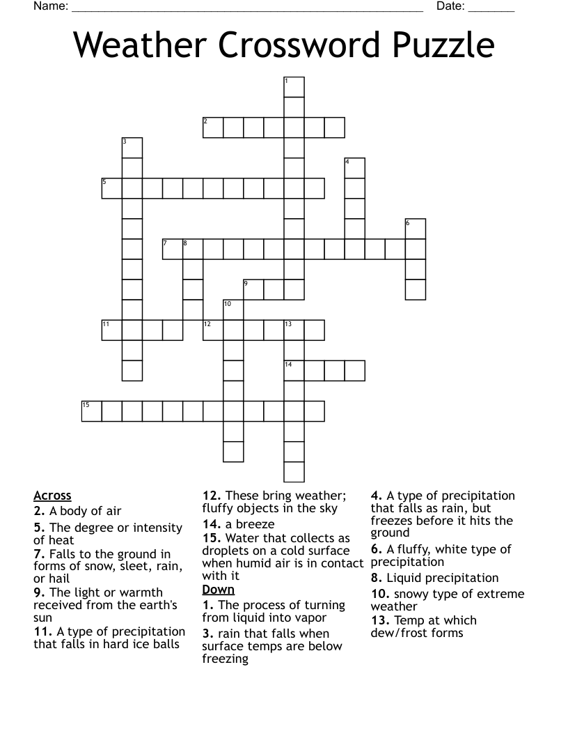 light rain crossword clue