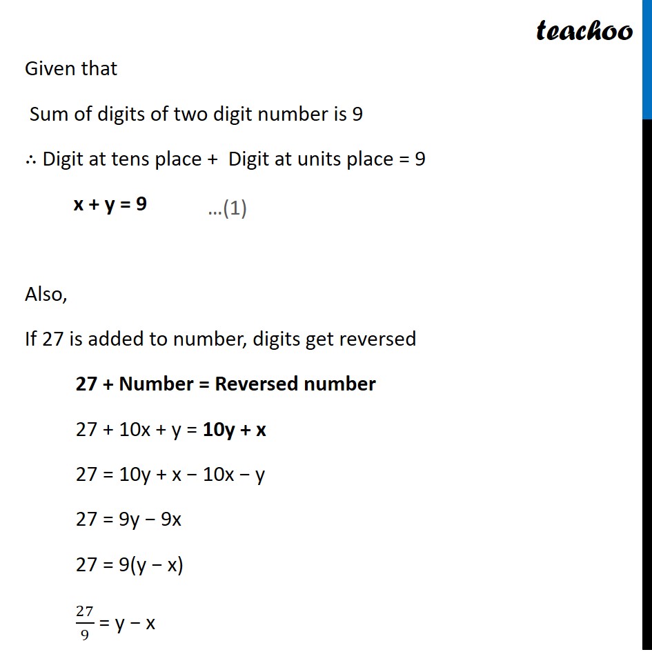 the sum of 2 digit number is 9