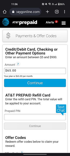 at&t one time payment