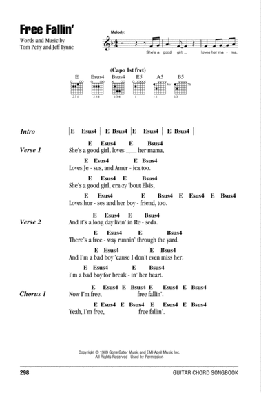 tom petty free fallin chords