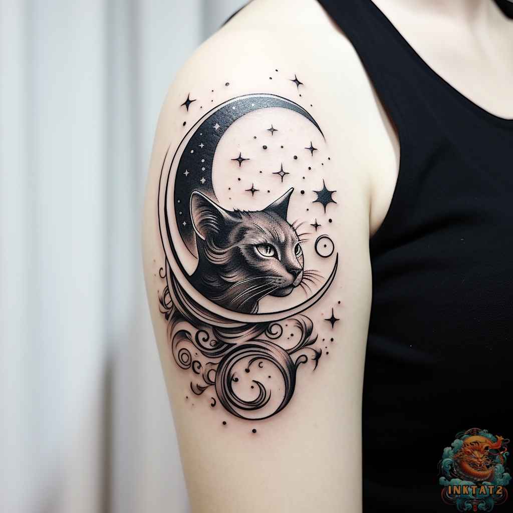 cat moon tattoo designs