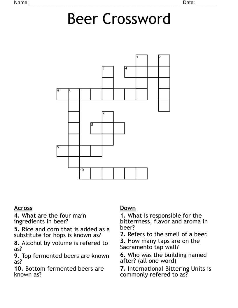 beer tankard crossword clue