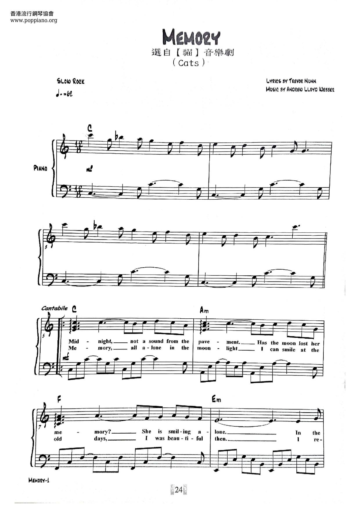 memory cats piano sheet music pdf