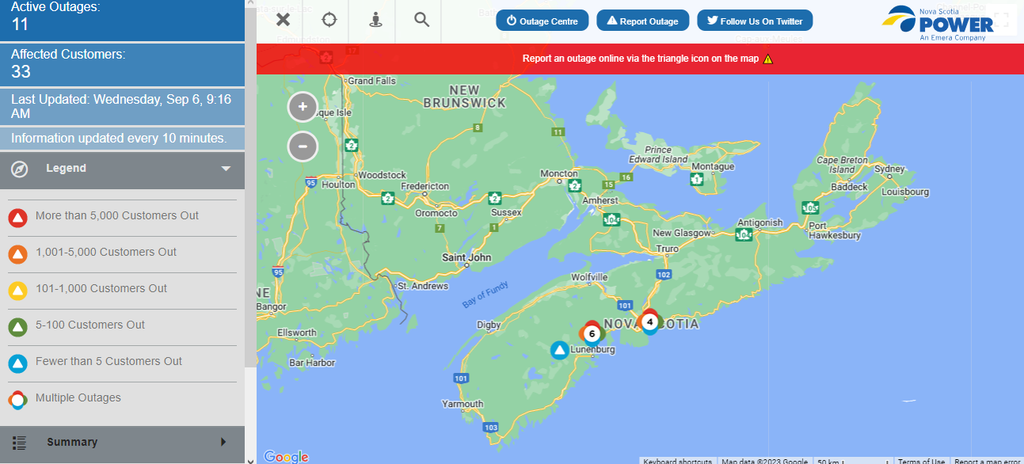 power outage nova scotia