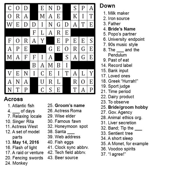 name on a label crossword