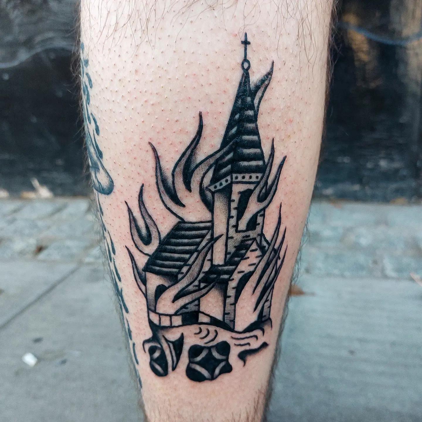 church burning tattoo