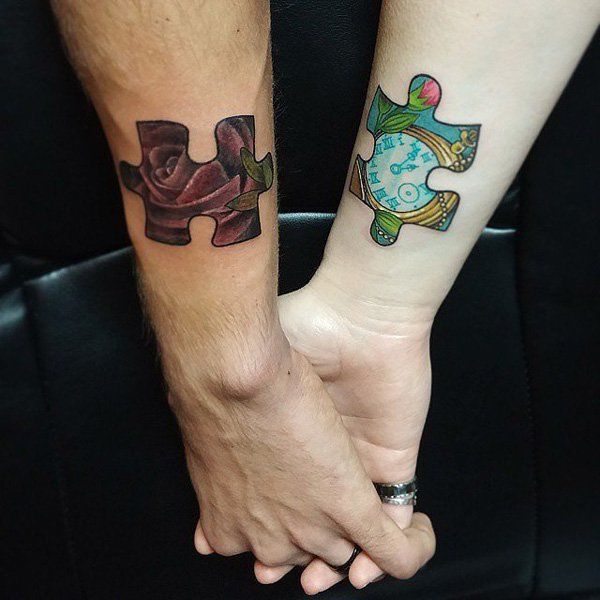 couples puzzle piece tattoo