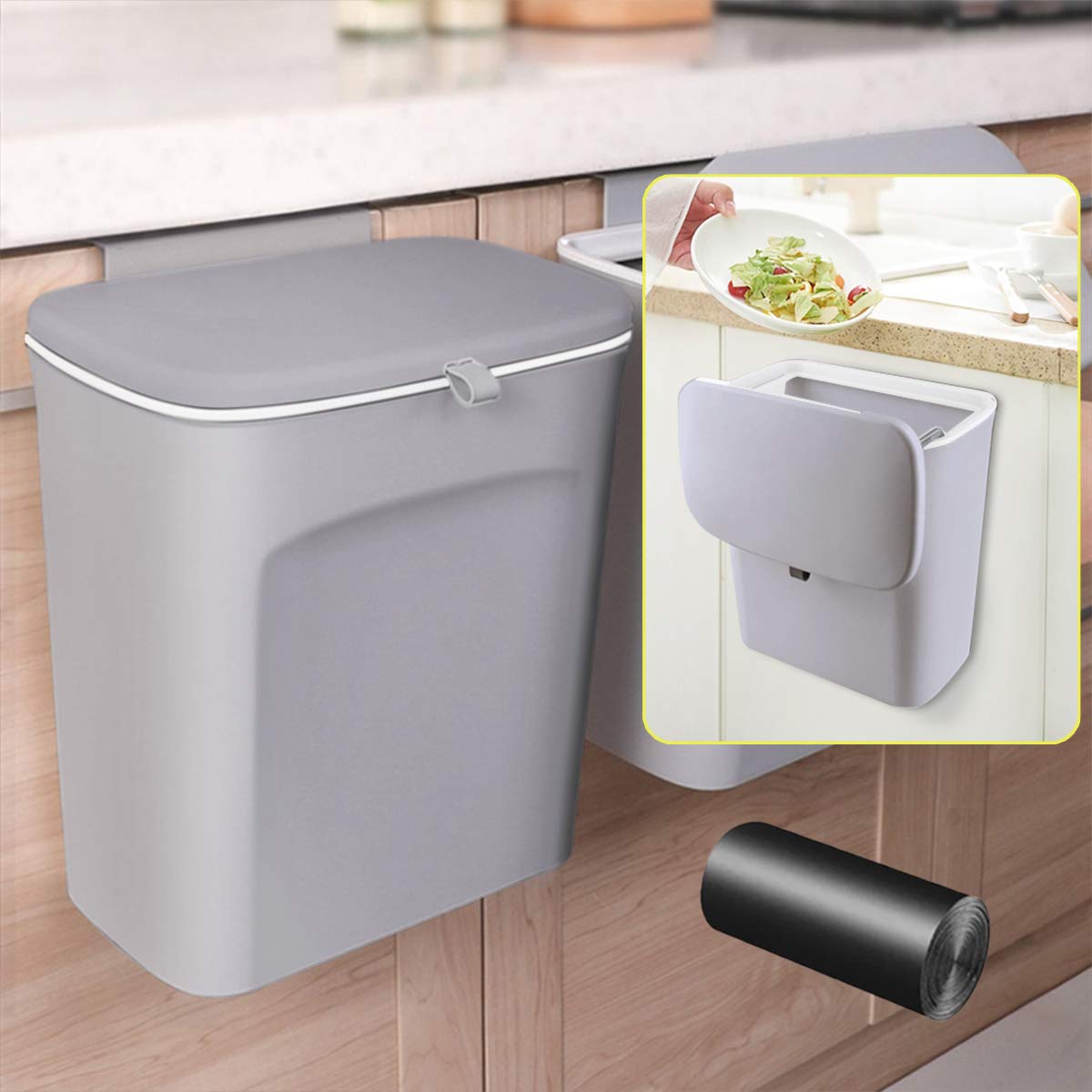 cabinet door trash bin