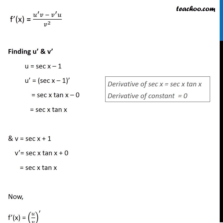 derivative of 1/secx