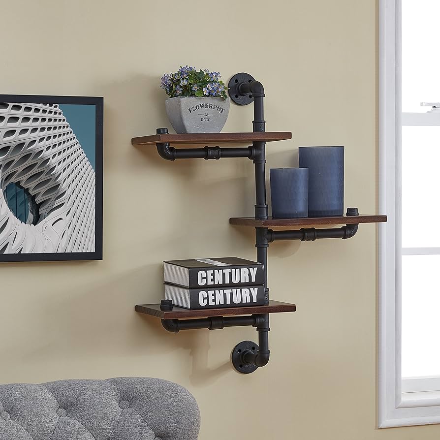 3 staggered floating shelves