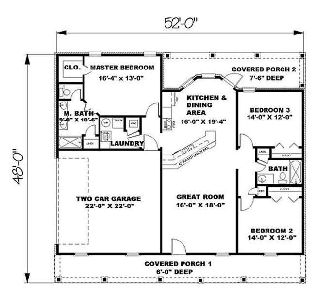 1500 square feet house plans 3 bedroom