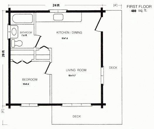 plan chalet 20x24