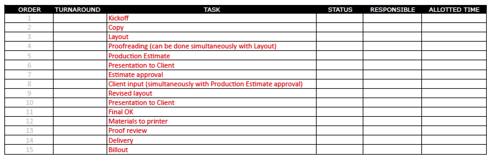 workback schedule template