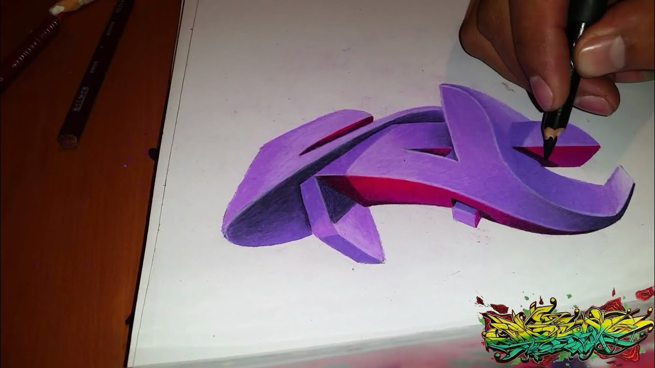 letra a graffiti 3d