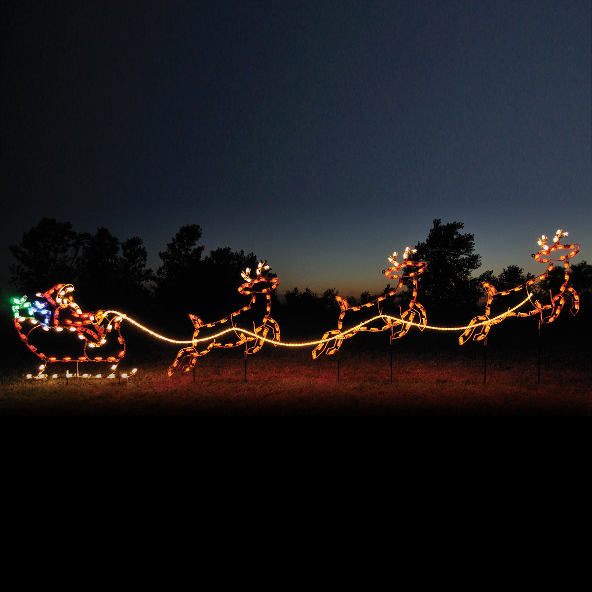 light up santa sleigh and reindeer