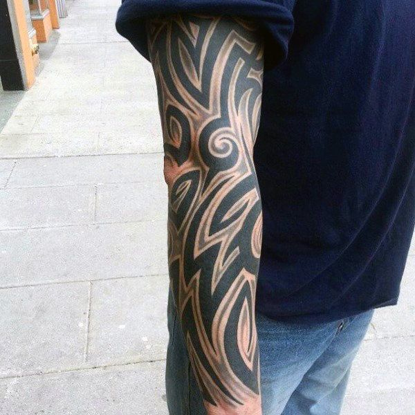 full sleeve tribal tattoo