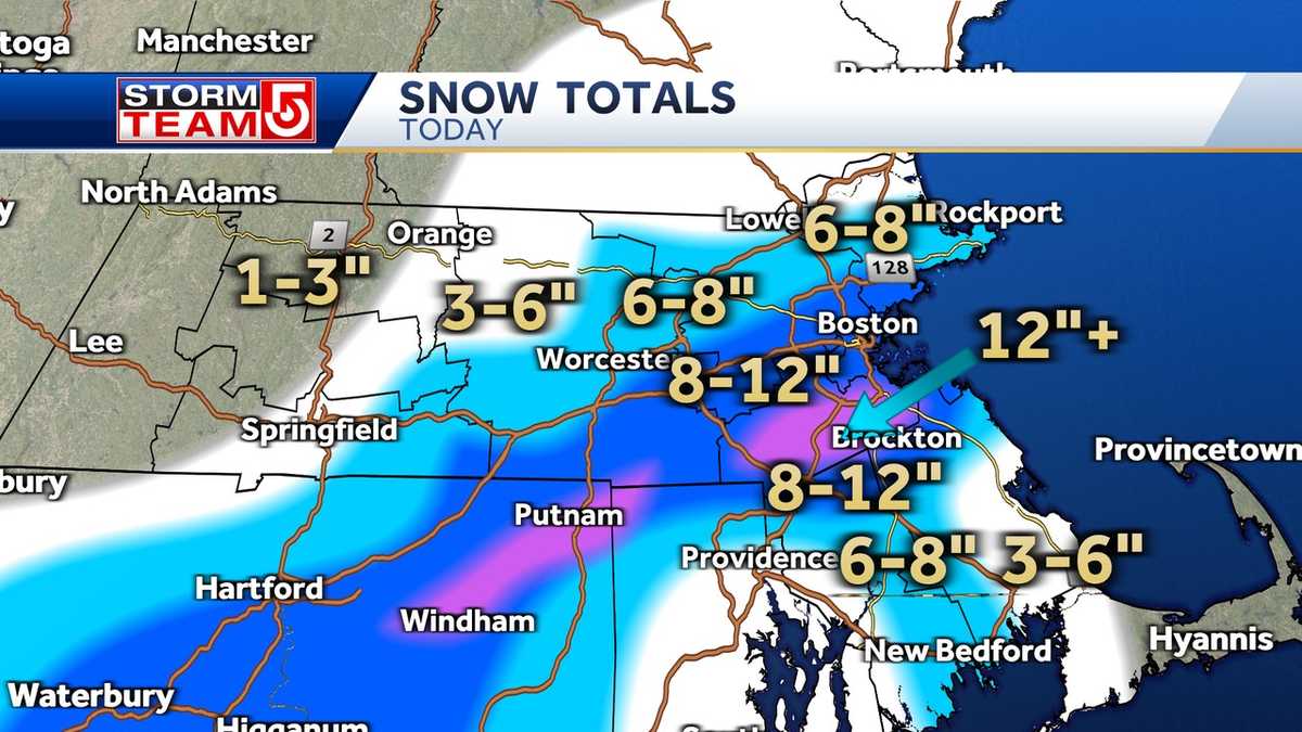 snowfall totals today