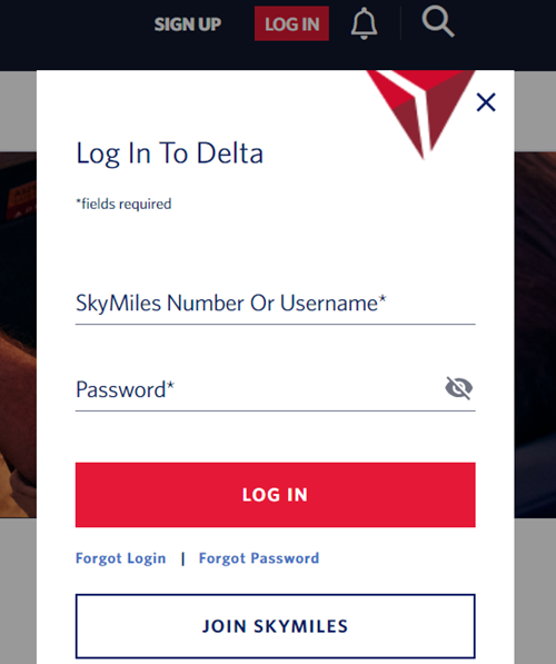 delta airlines skymiles login